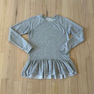 Anthropologie Pure + Good Gray Ruffle Peplum Sweatshirt